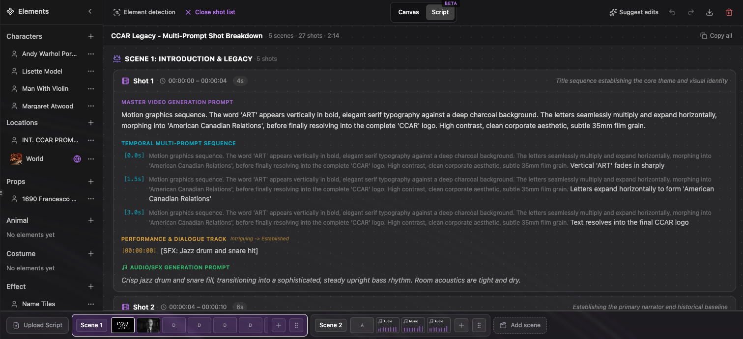 Shot list, multi-prompt beats & suggest edits preview