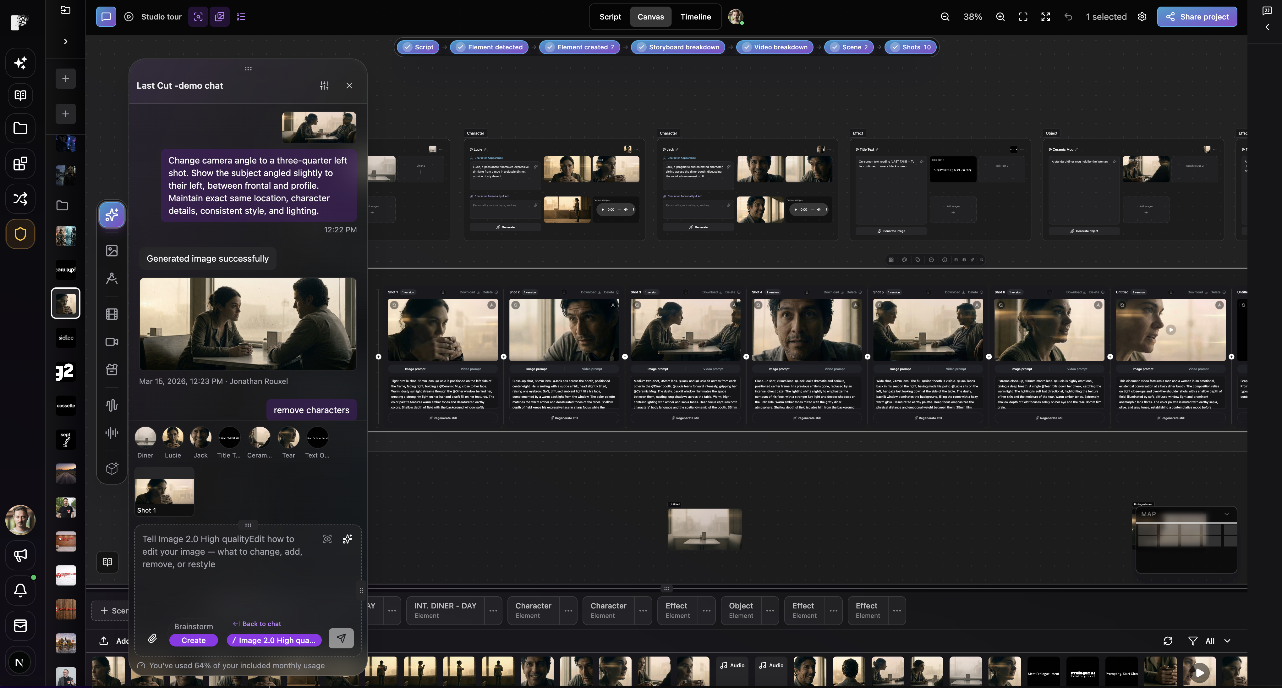 Filmmaking workspace in Prologue Studio