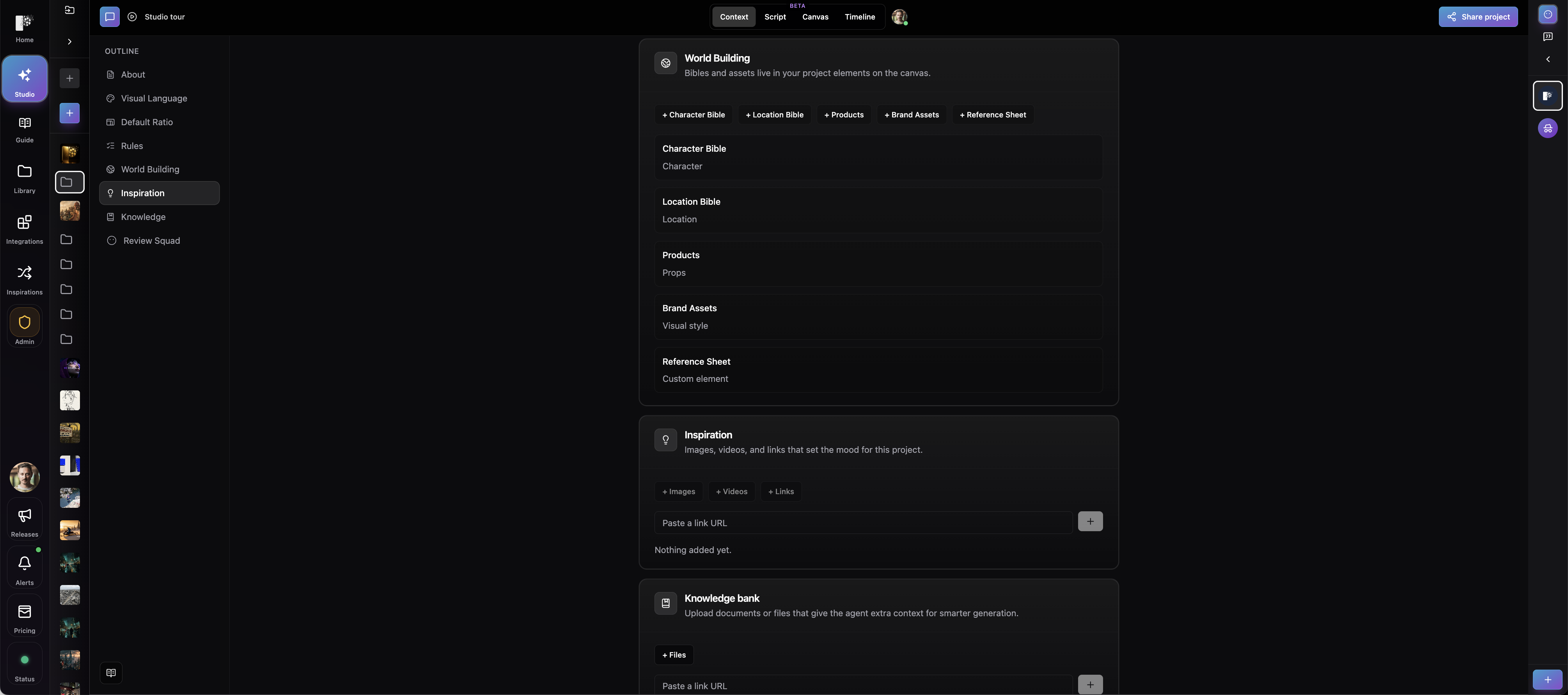 One shared creative context preview