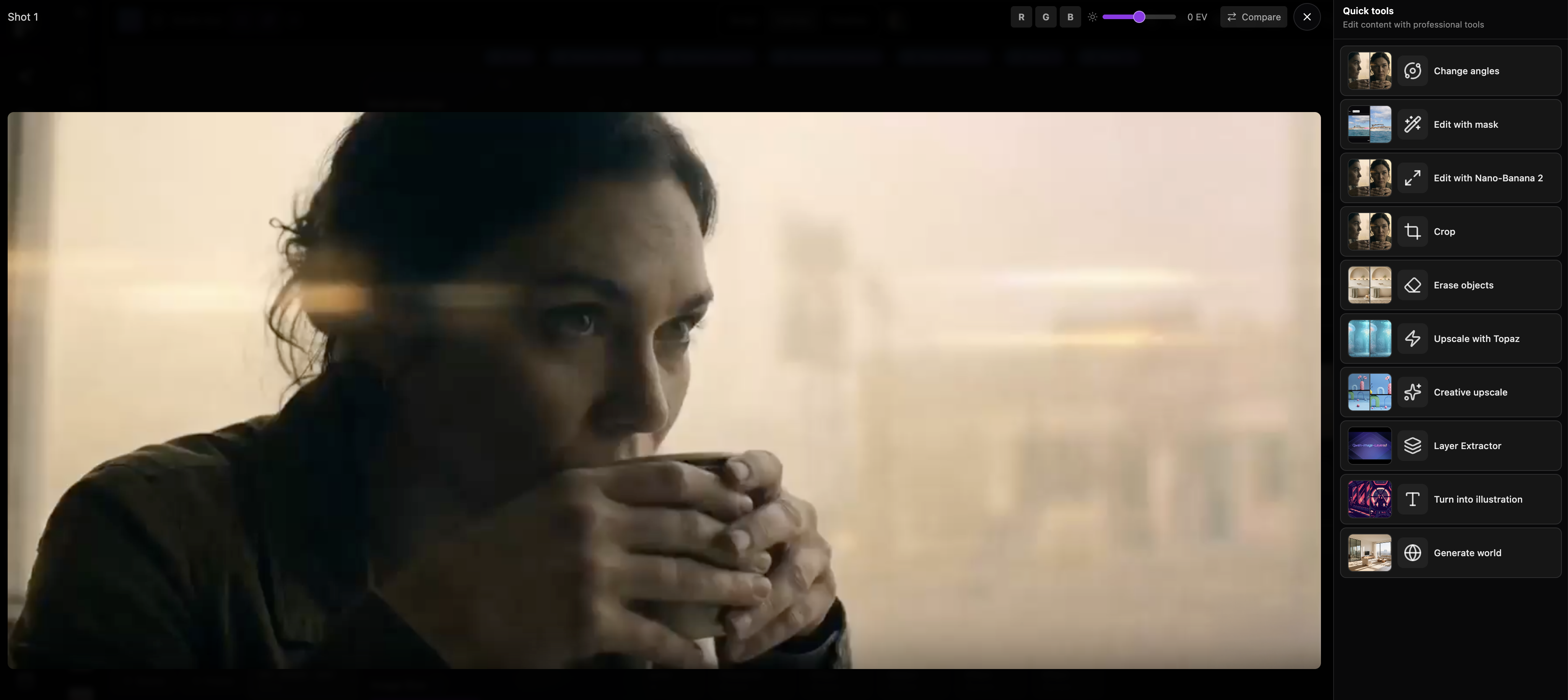 Quick actions to refine a filmmaking shot