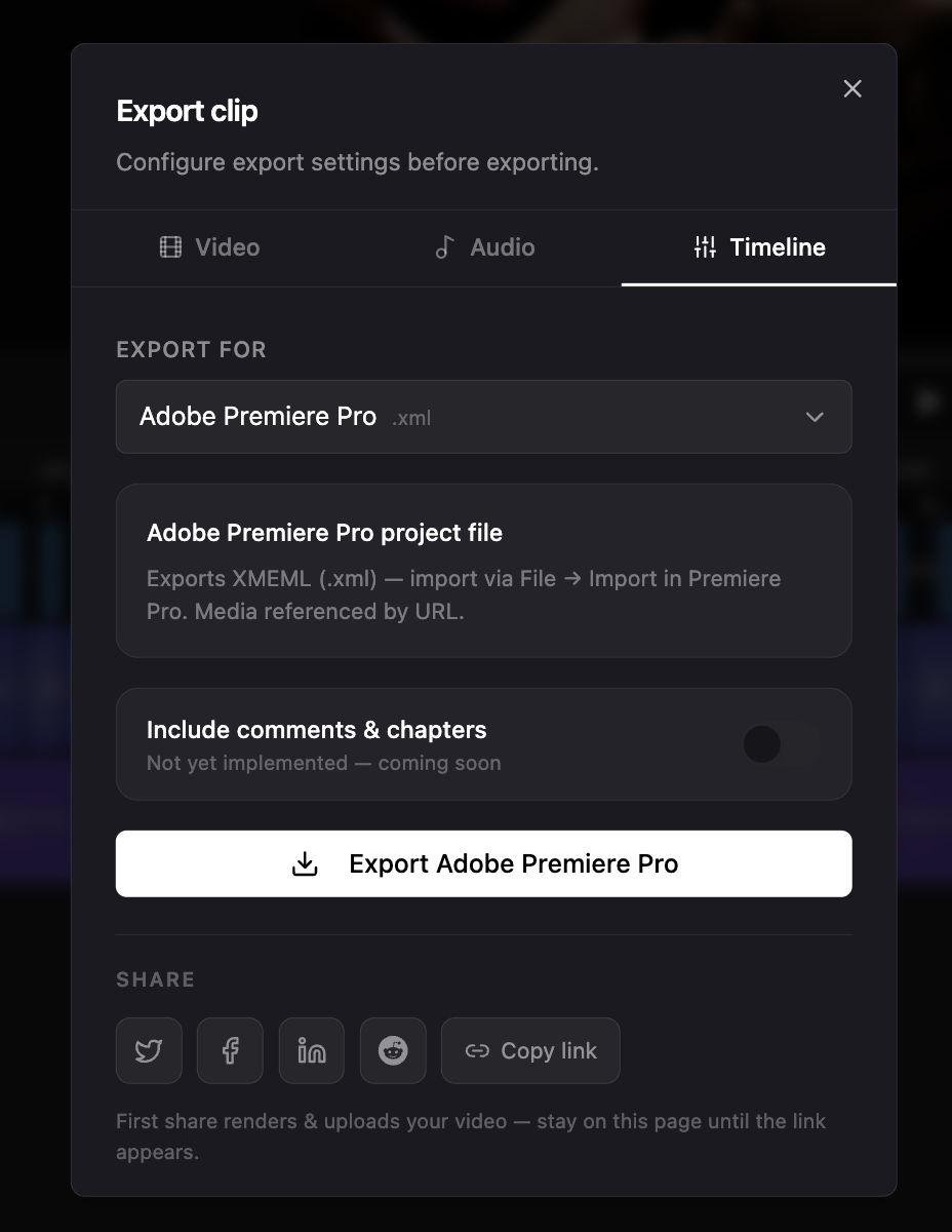 Export dialog preview